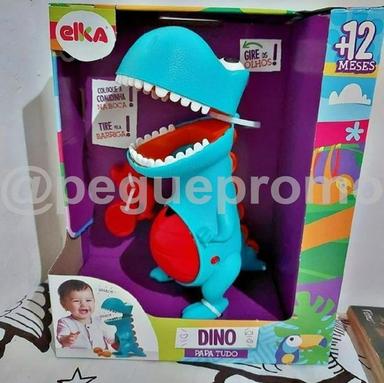 Brinquedo para Bebe Dino Papa Tudo com Acessórios, Elka, Multicor