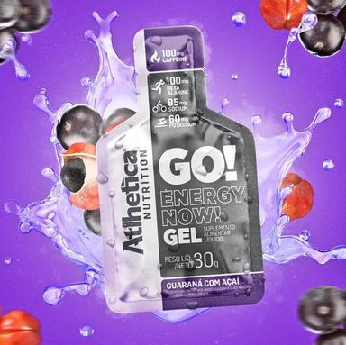 Atlhetica Nutrition GO! ENERGY NOW GEL (10 sachês de 30g) Guaraná com Açaí, Multicolorido.